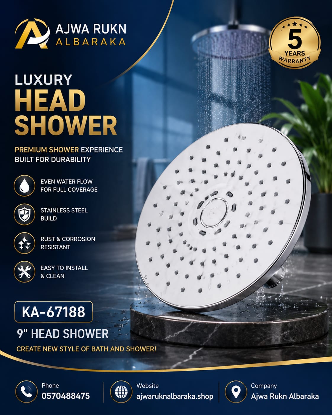 SAMMA HEAD SHOWER 9"